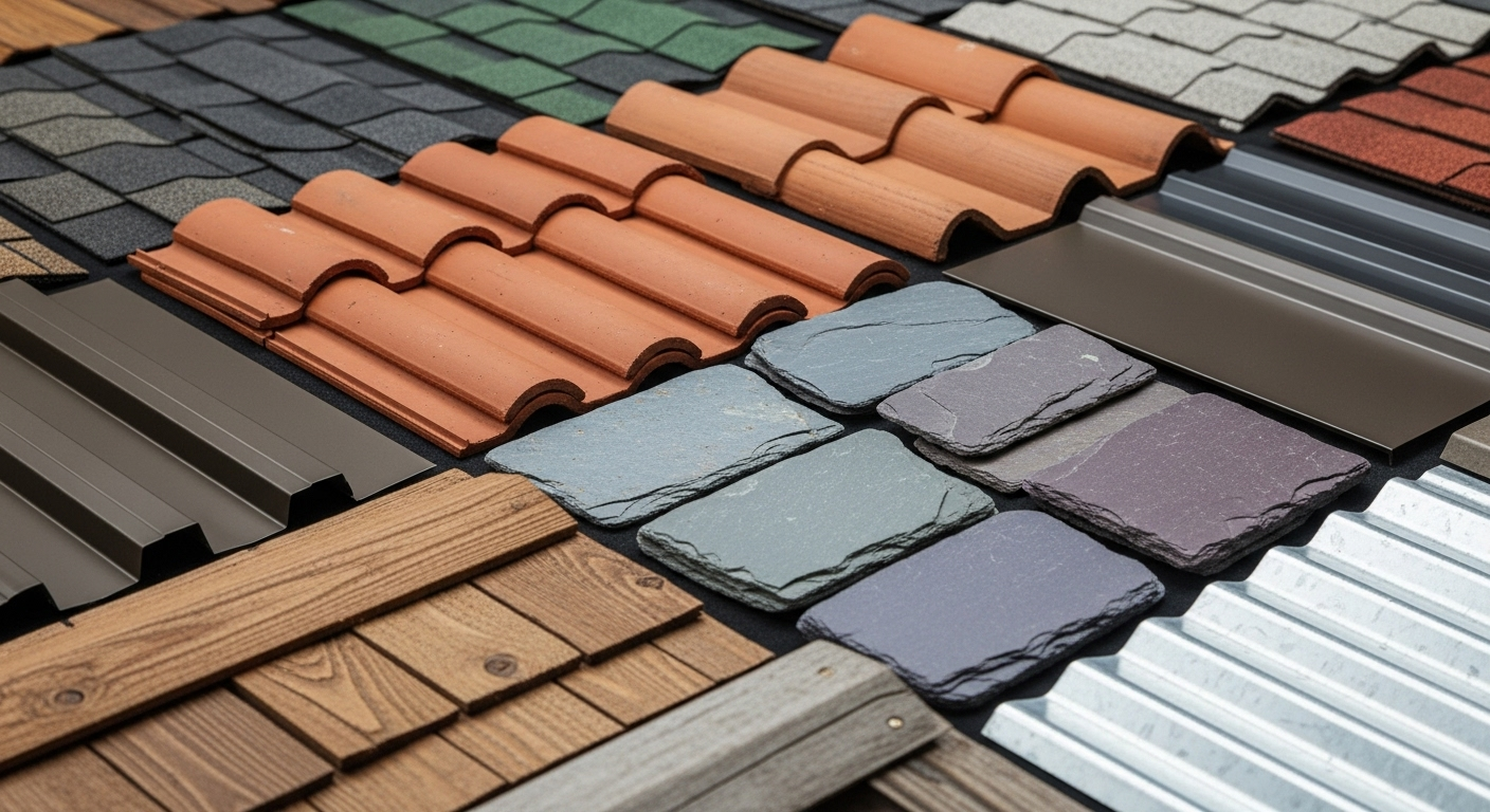 Various roofing materials on display