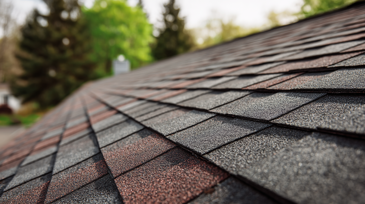 Close-up of new asphalt shingle roof