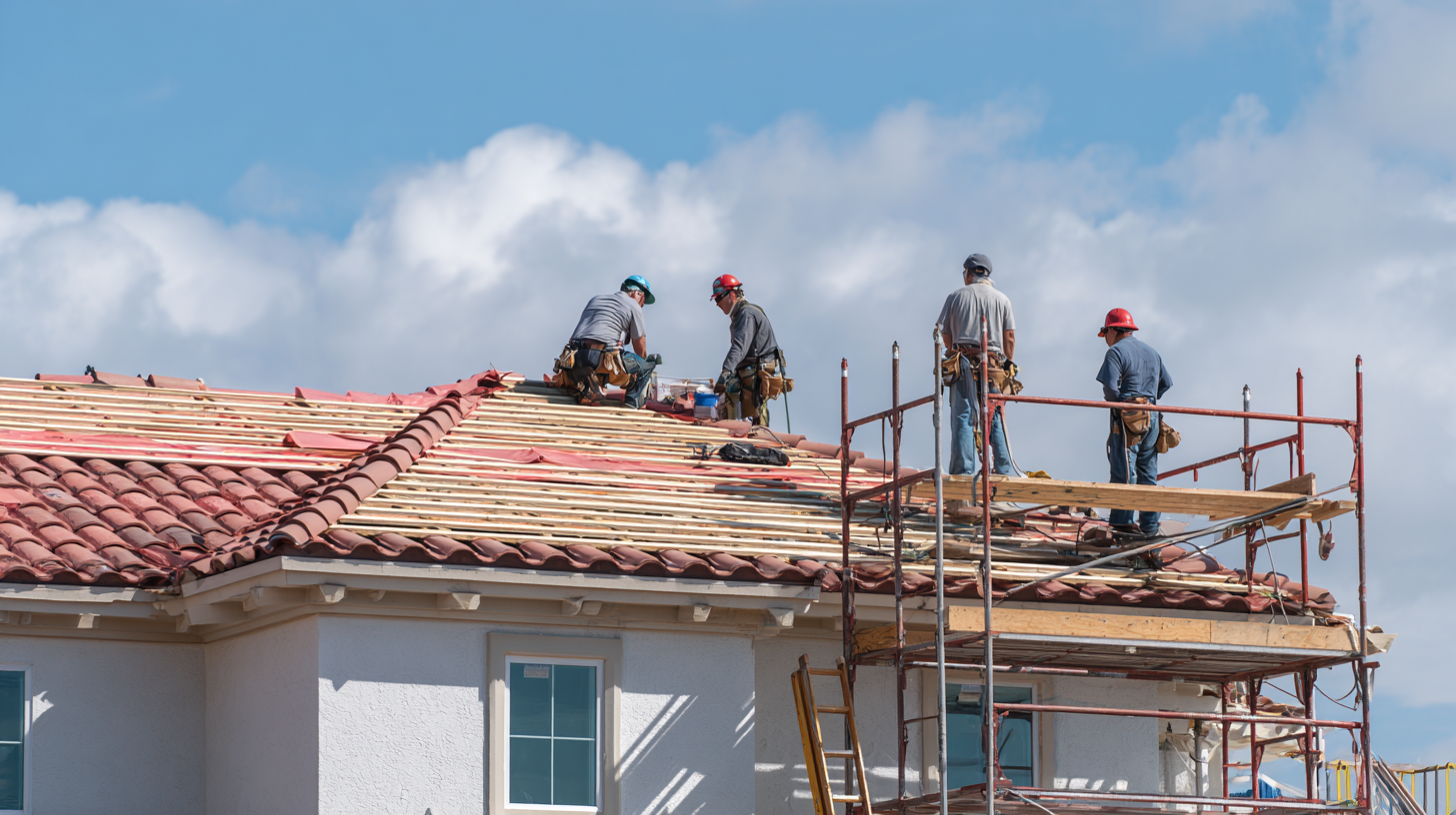 Roofing crew reinforcing roof structure for wind mitigation on residential property