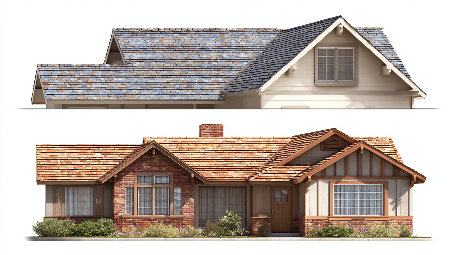 Side-by-side comparison of two residential roofing styles