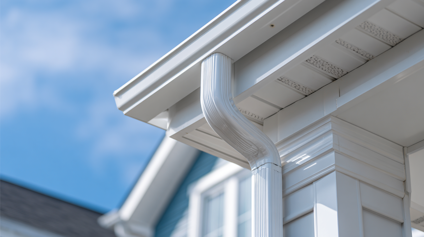 New gutter and downspout installation on a NJ home against a clear sky