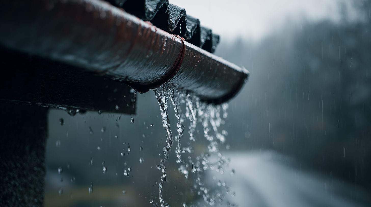 Old gutter overflowing in heavy rain, a common sign gutter repair is needed